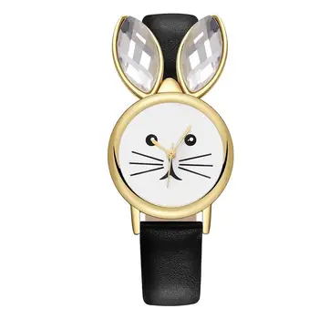 

Vansvar Fashion Simple Cute Rabbit Diamond Dial Belt Lady Quartz Watch Girls Gift Quartz Watch relogio feminino Top Clock XB40