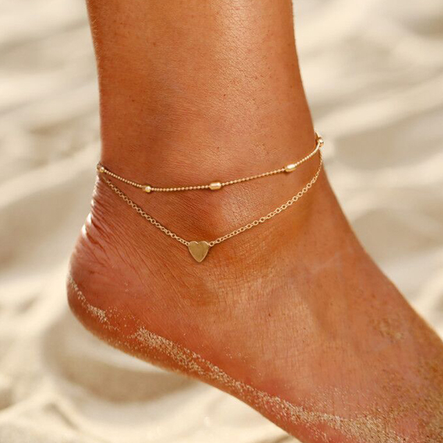 Gold Butterfly Anklets For Women Fashion Siilver Color Beads Anklet Summer Beach Ankle Bracelet Foot Chain Jewelry