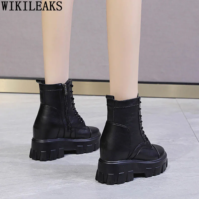 Botas de nieve para Mujer, Zapatos de plataforma negros, botas bajas de  cuña, botas negras de diseñador|Botas hasta el tobillo| - AliExpress