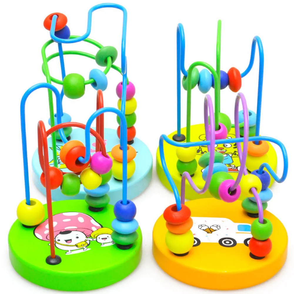 Educational Baby Kids Wooden Around Beads Toy kids Intelligence Toys Learning Education Baby Toys for children #B