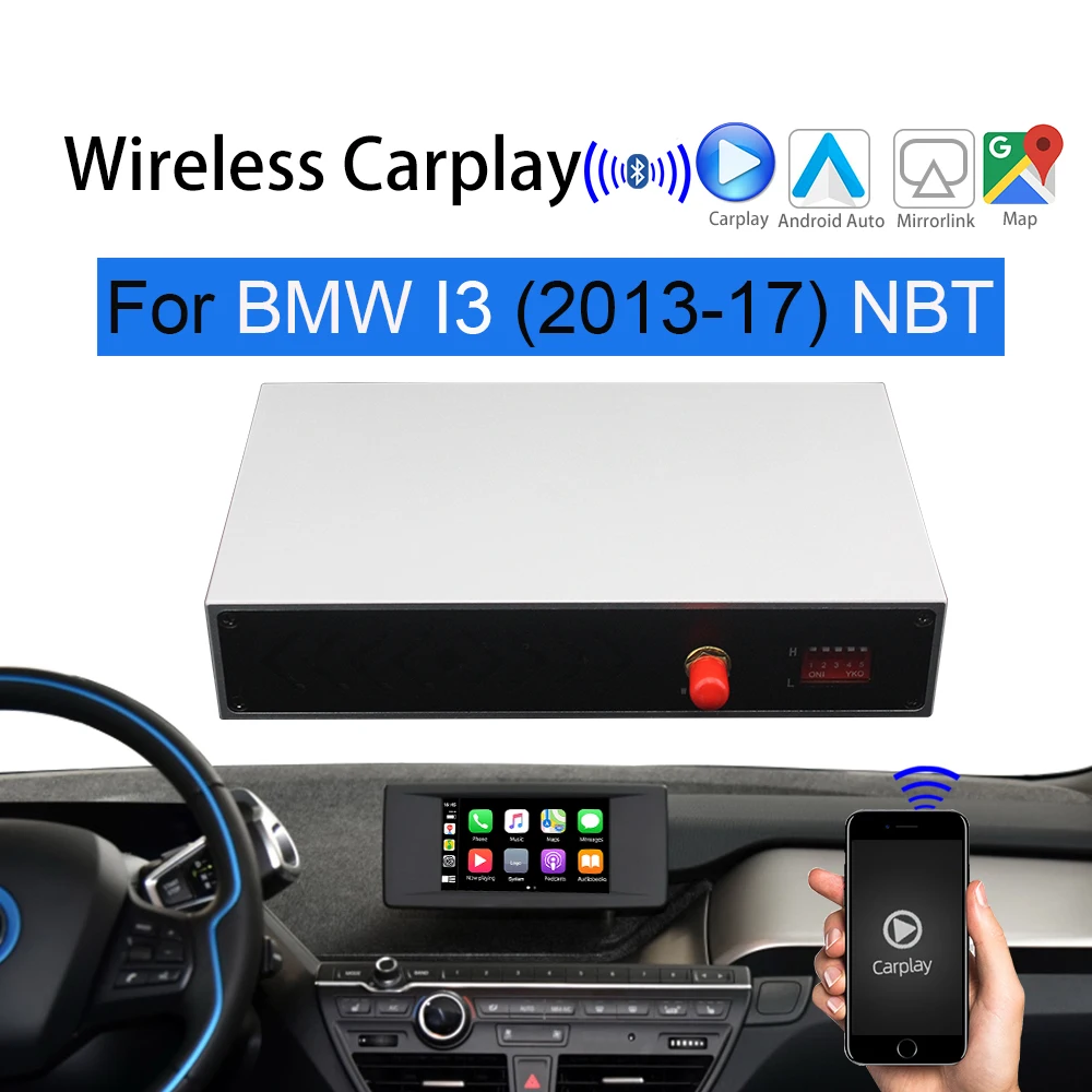 22 Wireless Carplay Android Auto Apple Mirroring Decoder Retrofit Interface Box Car play For 2013-2017 BMW i3 i01 NBT System