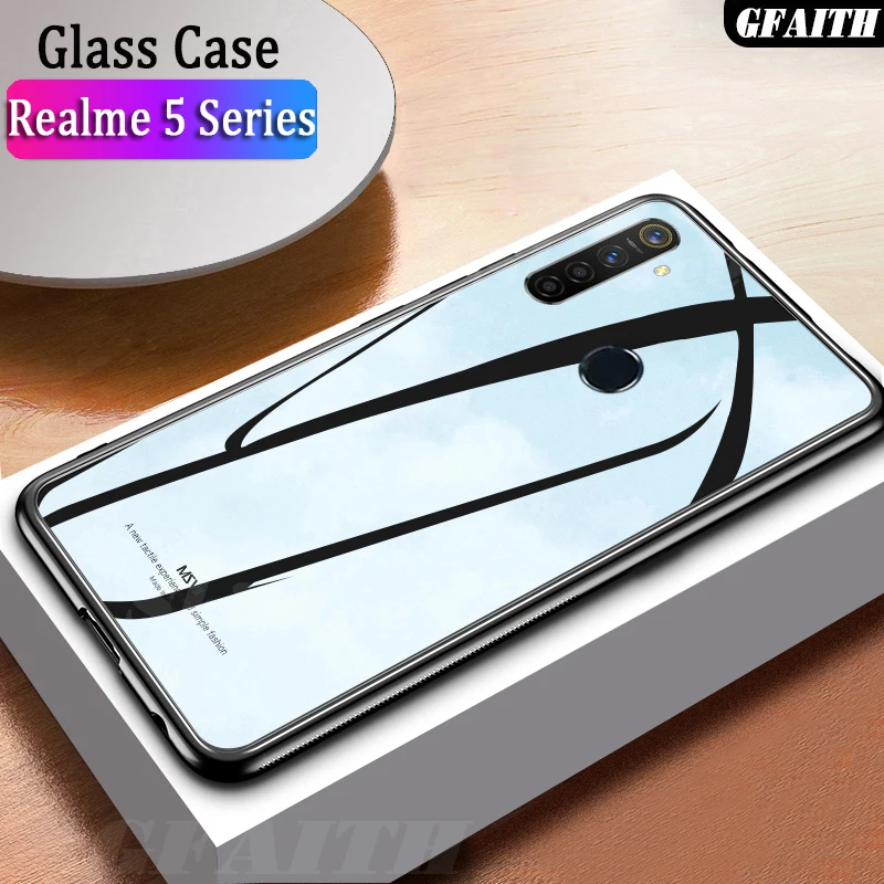 GFAITH для Realme 5 Pro Стекло чехол закаленное с мягкой ударостойкая рамка задняя крышка