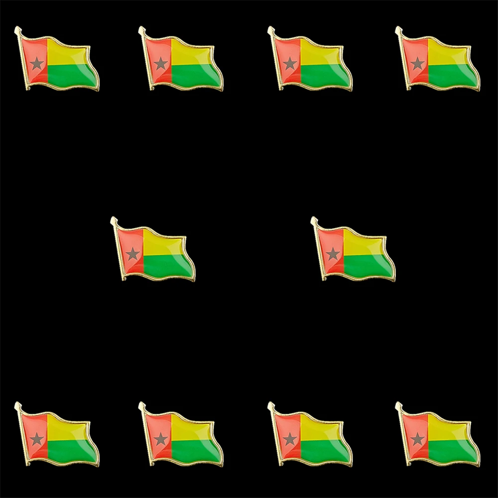 

10PCS/Set Guinea-Bissau of African Country Gold Plated Enamel Pin Badge Lapel Brooch