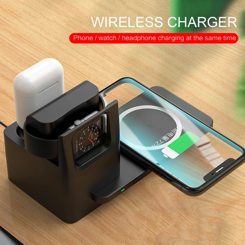 3 in 1 Wireless Charger 10W Fast Charging for iPhone 11 11pro X XS XR Xs Max for Apple Watch 5 4 3 2 Airpods headphones