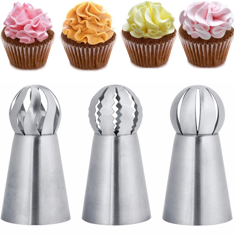 

3pcs Flower Icing Nozzles Sets Stainless Steel Icing Piping Nozzles Sets Pastry Nozzles Cupcake Fondant Cake Decorating Tools