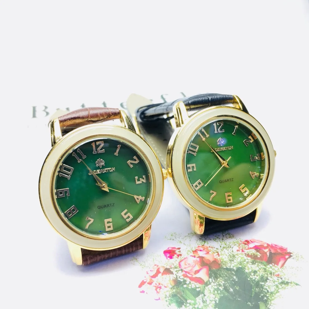 Карнавальный роскошный бренд jade наручные часы пара кварцевые кожа натуральный нефрит женские часы Модные Популярные Ретро Бизнес Мужские часы