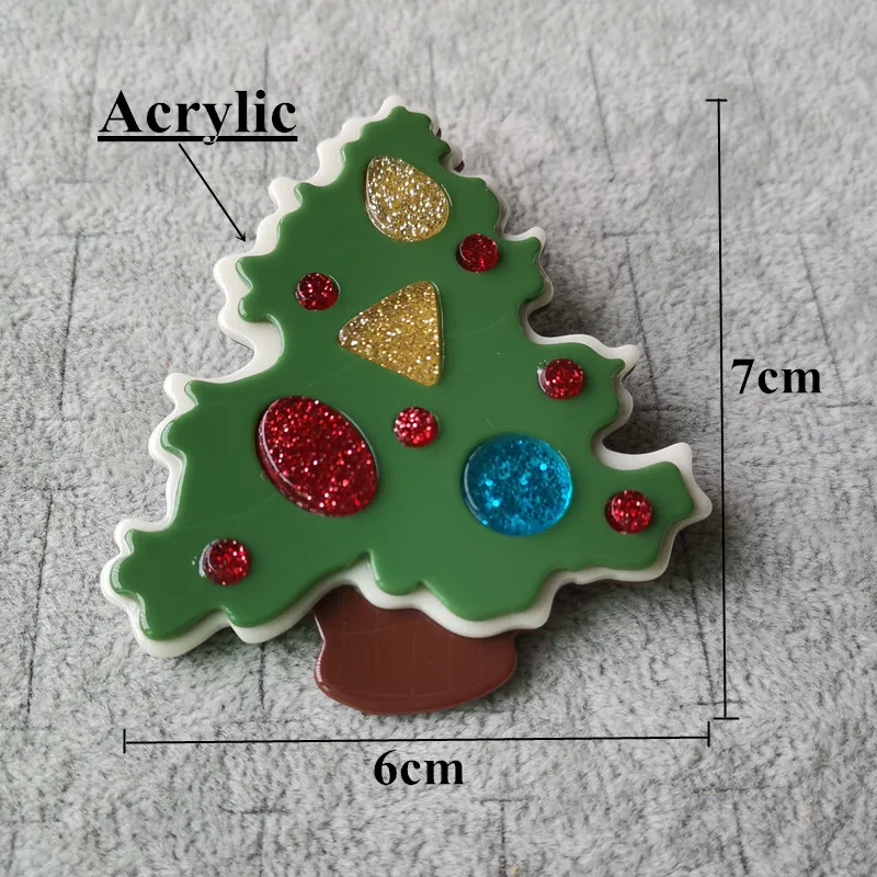 2019 New Acrylic Christmas Tree Brooches Pins For Women Cute Big Resin Tree Brooch Decorations Fashion Jewelry Christmas Gifts