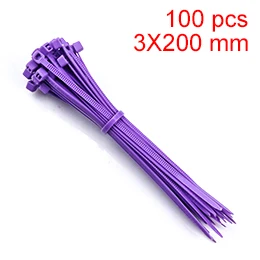 purple 100 шт./упак. 3*200 мм в ширину 3 мм заводские стандартные многоцветные самоблокирующиеся пластиковые нейлоновые кабельные стяжки - Цвет: purple