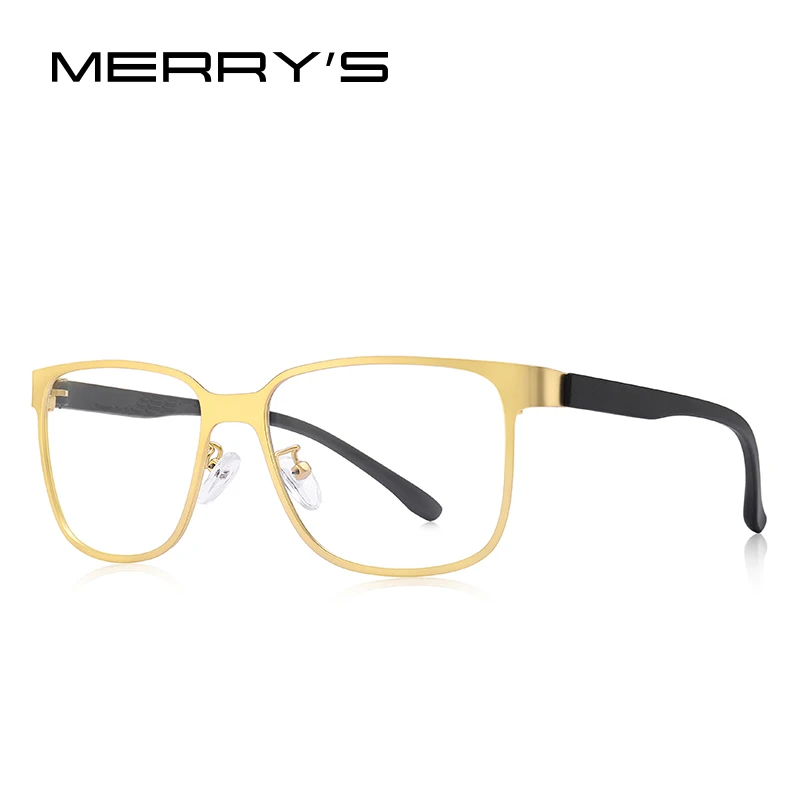 MERRYS дизайн для мужчин Бизнес Стиль сплав очки рамки мужской квадратный Сверхлегкий глаз близорукость рецепт очки TR90 ноги S2104 - Цвет оправы: C04 Gold