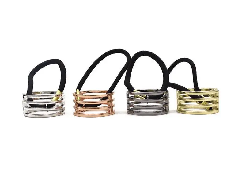 Fivela do Punk Faixas de Cabelo Elástico do Cabelo Lote Faça Você Mesmo Multi Simples Metal Anular Perfurado Cavalinha Elasticidade Styling Ferramentas Acessórios Ha1194 60 Pçs –