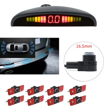 

Original 16MM Flat 8Pcs Front Rear Parking Sensor And LED Display Car Backup Radar Reverse Assistance Alarm System