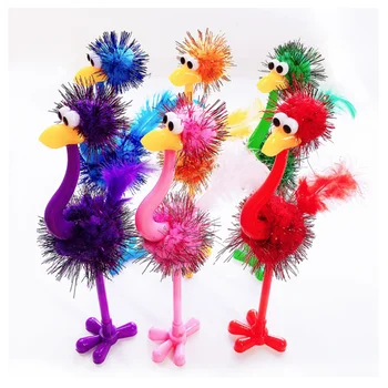 

Cute Ballpoint Pen Creative Fur Ball Oil Pen Primary School Student Cartoon Feather Ostrich Ballpoint Pen Office School Supplies