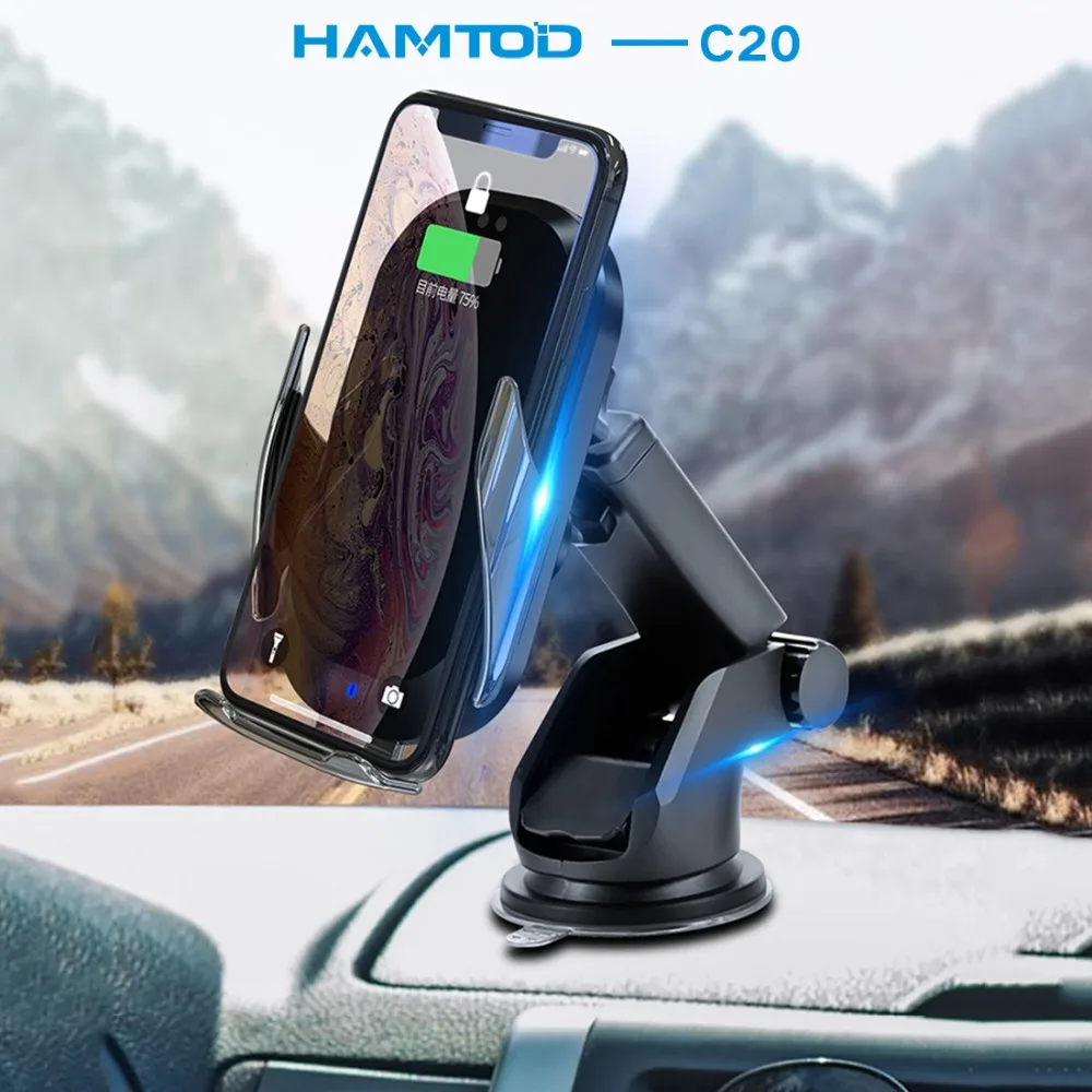 HAMTOD C20 15 Вт Qi автомобильное беспроводное зарядное устройство магнитный держатель для мобильного телефона для iPhone samsung смартфон Huawei автомобильное крепление держатель для телефона Подставка