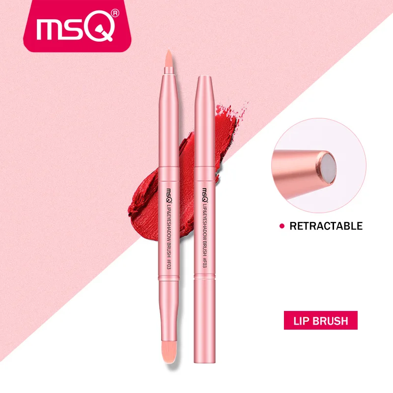 

MSQ Single Lips Makeup Brush Eyebrow Comb brushes Double-end Brush portable & Retractable Lip Gloss Brush Pink Cosmetic tools