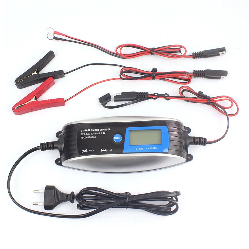 6V/12V 0.8A 4A Motorcycle EU/UK Plug Car Battery Charger Lead Acid 7-Stage Automatic Smart Waterproof Charger Dropshipping