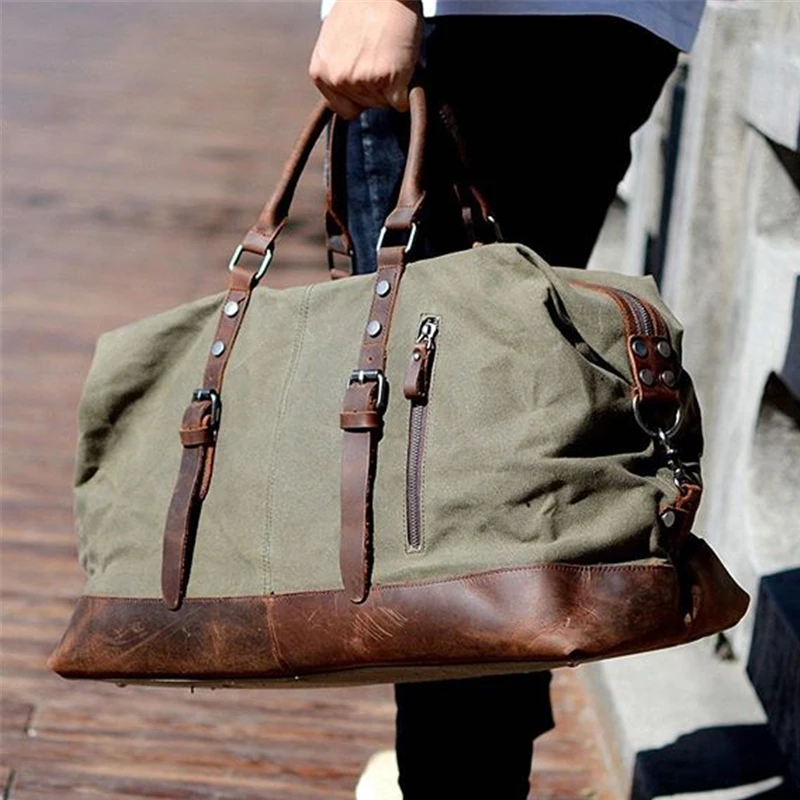 Bolsos de lona fin de semana para hombre y mujer, bolsa de grande, impermeable, para playa, equipaje Vintage|Bolsas de viaje| -