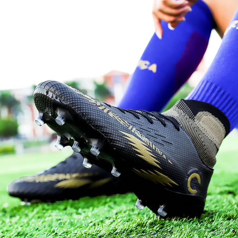Мужские футбольные бутсы Бутсы длинные шипы TF шипы лодыжки высокие кроссовки FG Крытый газон футбол в футзале обувь для мужчин