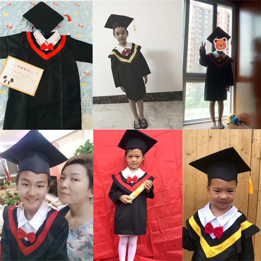 Graduation Gown Set Children School Academic Uniform Boys Girls