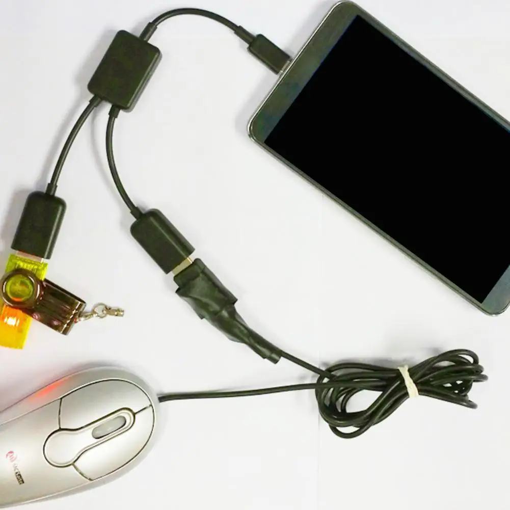Micro USB/type C naar 2 OTG двухпортовый концентратор Кабель Y Разветвитель Micro-usb type-C адаптер конвертер для планшета Android Muis Toetsenbo
