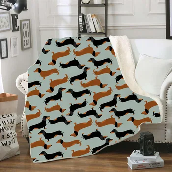

Pet Dog Dachshund 3D Printed Sherpa Blanket Couch Quilt Cover Travel Bedding Outlet Plush Throw Fleece Blanket Bedspread DA1