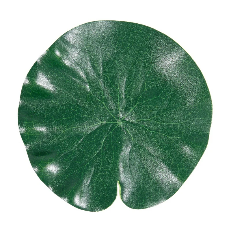 5 Pcs Aquarium Fish Tank Green Lotus Leaf Plastic Floating Decor 5.5" Dia