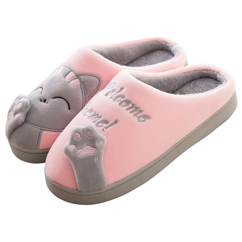 Тапки женские зимние с мультяшным принтом мягкие плюшевые теплые шлепанцы для дома Нескользящие спальни