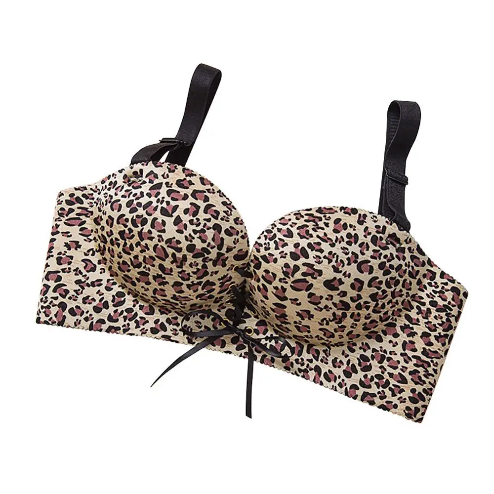 Leopard CYHWR бюстгальтер с двумя чашечками, бюстгальтер для женщин, пуш-ап, мягкий, без подкладки, съемный плечевой ремень, два способа ношения - Цвет: Leopard