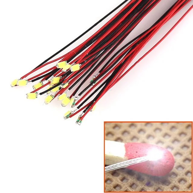 UK 10pcs T0603WM Pre-soldered Micro 0.1mm Copper Wired Leads Warm White SMD Led