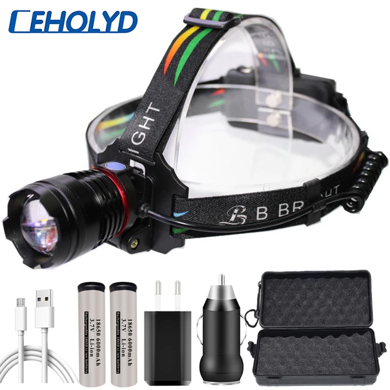 

Xhp70 Powerful Headlamp Head Lamp Flashlight Cycling Headlight 500000LM Led Bulbs 18650 Battery Zoomable Lithium Ion Ceholyd