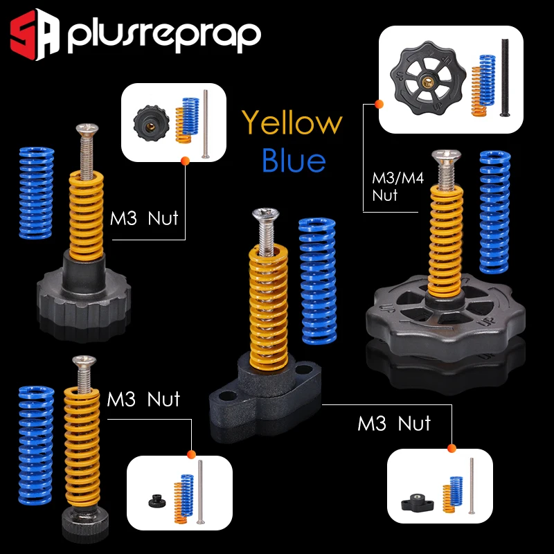 4 шт. M3/M4 винты гайки Тепло Кровать выравнивания пружинные детали ручки 3D принтеры принт винт платформы принадлежности для калибровки