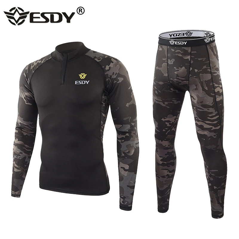 long johns for men 2021 Winter New Arrive Men Polar Fleece thermal Underwear Sets Quick Drying Thicking Warm Tactical Camo Underwear Men's Clothing mens thermal underwear