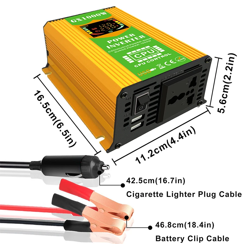 Автомобильный Инвертор 500W 12V Напряжение трансформатор Модифицированная Мощность 12V постоянного тока до 220 V/110V500W автомобильный инвертор двойной USB Аксессуары для велосипеда