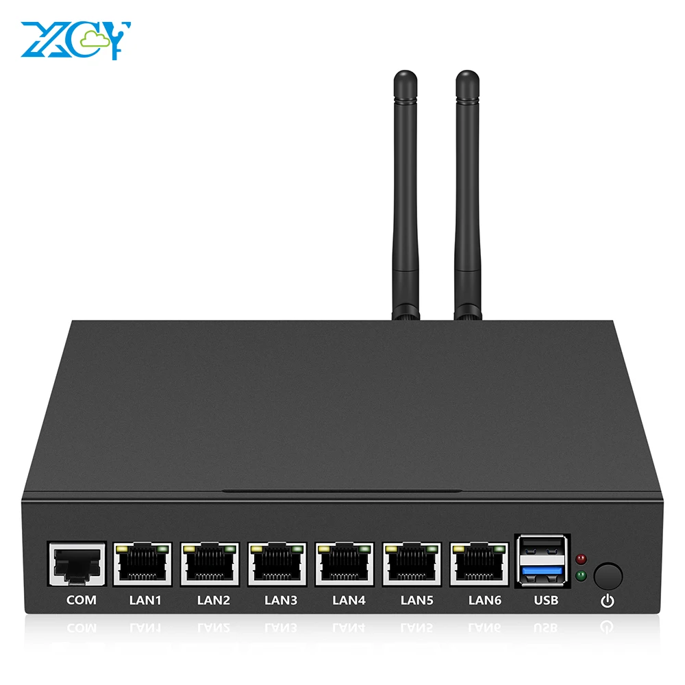 XCY Firewall Router sin ventilador Mini PC Intel Celeron N2930 Quad-Core 6x puertos Gigabit Ethernet Intel i211 NIC Linux Pfsense WRT abierto
