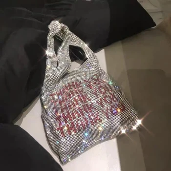 

Sequins Bags Women Small Tote Bags Crystal Bling Bling Fashion Lady Bucket Handbags Girls Glitter Purses