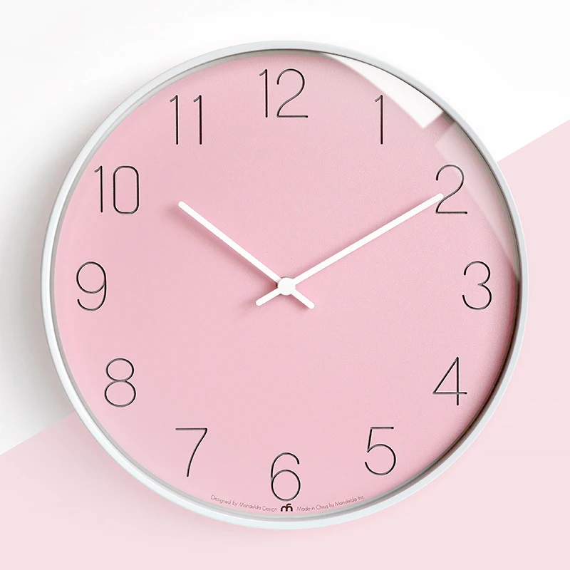 

Kitchen Art Wall Clock Modern Design Pink Living Room Round Silent Wall Clock Nordic Simple Wandklok Watch Bathroom JJ60WC