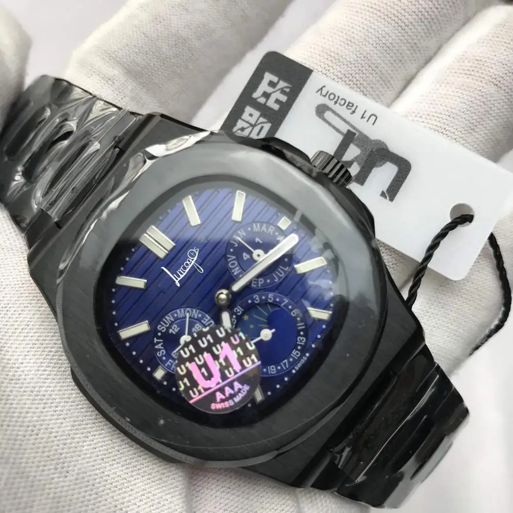 

U1 Black case Patek- Philippe- Luxury Brand AAA Men Automatic Mechanical Watches Drive Ceramic Bezel Crystal Sapphire