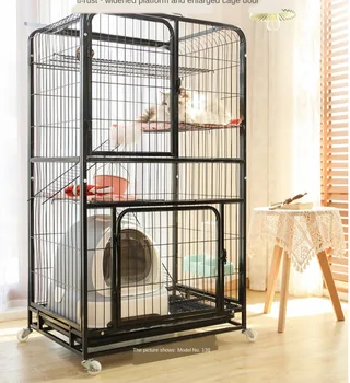 

Solid and stable cat cage Villa household galvanized rust-proof large cat cage widened platform two-story three-story Cat House