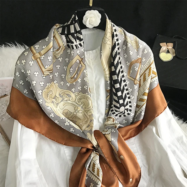 Ladies 100% Pure Silk Scarf Long Printed Shawls and Wraps for Women  Neckerchief Herringbone Real Silk Scarves Foulard Femme - AliExpress