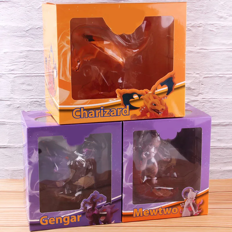 Горячие игрушки Аниме Мультфильм Монстр Mewtwo Gengar Charizard Фигурки ПВХ Acrion фигурка Коллекционная модель игрушки