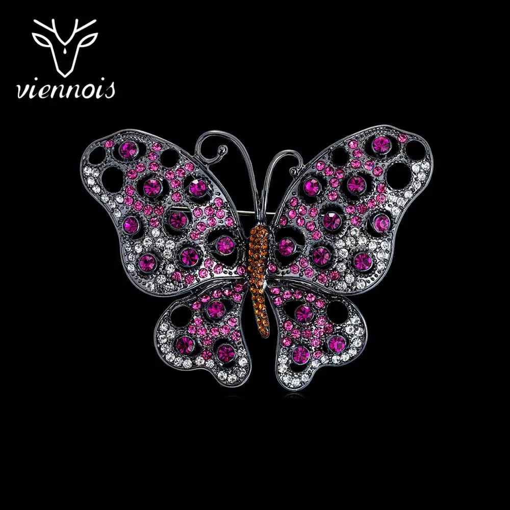 Viennois модная женская бижутерия синяя/темно розовая бабочка циркон брошь со
