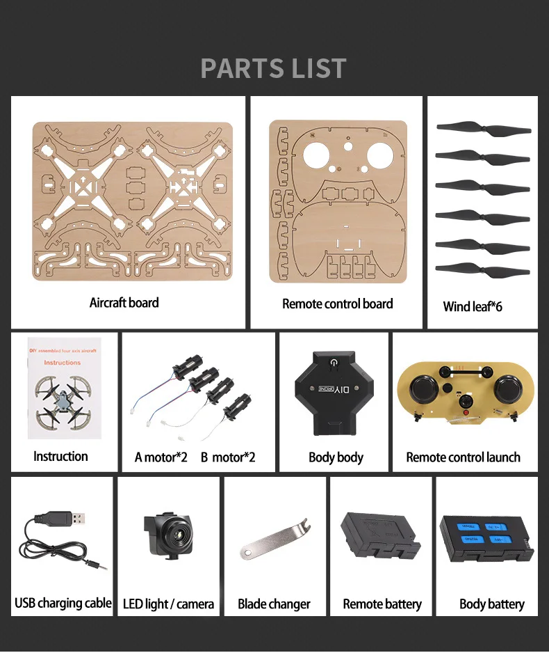 DIY Мини Дрон с камерой HD ручной сборки деревянный пульт дистанционного управления квадрокоптером игрушки RC игрушки для детей подарок M2