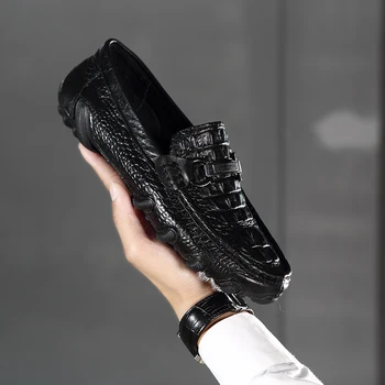 

Soft Men genuine Leather shoes Moccasins Spring autumn boat shoes outdoor breathable Loafers slip-on drive flats low-top shoes