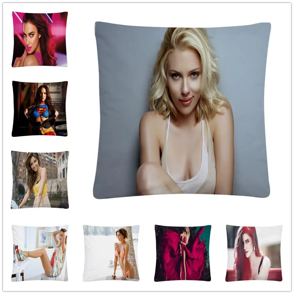 Celebrity Beauty Model Photos Soft Short Plush Cushion Cover Pillow Case for Home Sofa Car Decor Pillowcase 45X45cm | Дом и сад