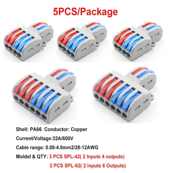 

5PCS/lot LT-623 422T SPL 62/42T Mini fast Universal Wiring Cable Connector quick Connector Push-in Copper Conductor Terminal