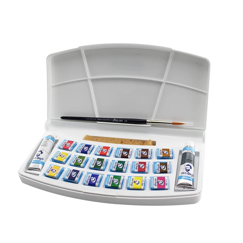 Van Gogh Portable Solid Watercolor 24 Colors Professional Watercolor Paint Set Painting Materials Drawing Art Supplies