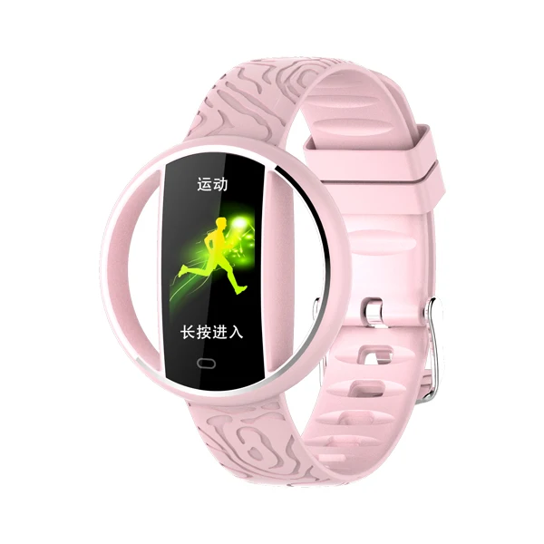 KARUNO E99 Vrouwen Slimme Horloge Hartslagmeter Sport HorlogeWaterdichte Stalen Band fitness Brecelet Bloeddruk Horloge - Цвет: pink