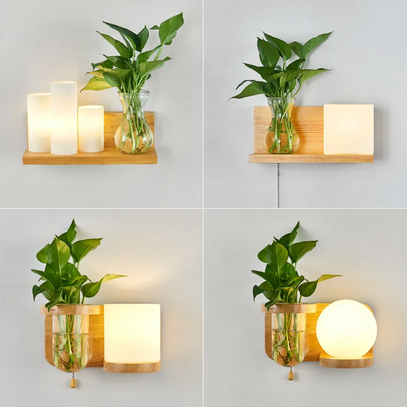 

New Style Northern European-Style Wooden Product Bedside Wall Lamp LED European Style Creative Indoor Wall Lamp Corridor Hallway