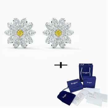 

SWA 2020 New Fashion Classic Eternal Flower Yellow Crystal Earrings To Give His Wife Exquisite Romantic Valentine's Day Gift