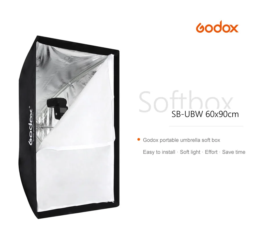 Godox портативный 60*90 см Прямоугольный Зонт софтбокс 2"* 35,4" Brolly отражатель для вспышки Speedlight строб студия фотографии