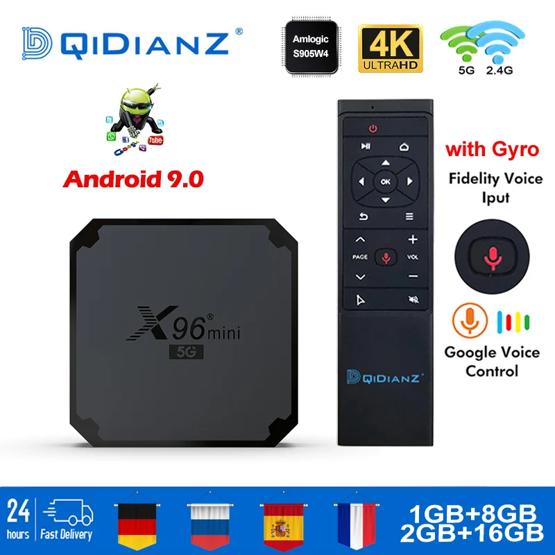 X96MINI 5G android 9 0 Смарт ТВ коробка Amlogic S905W4 четырехъядерный 2 Гб 16 4k 3d приставка